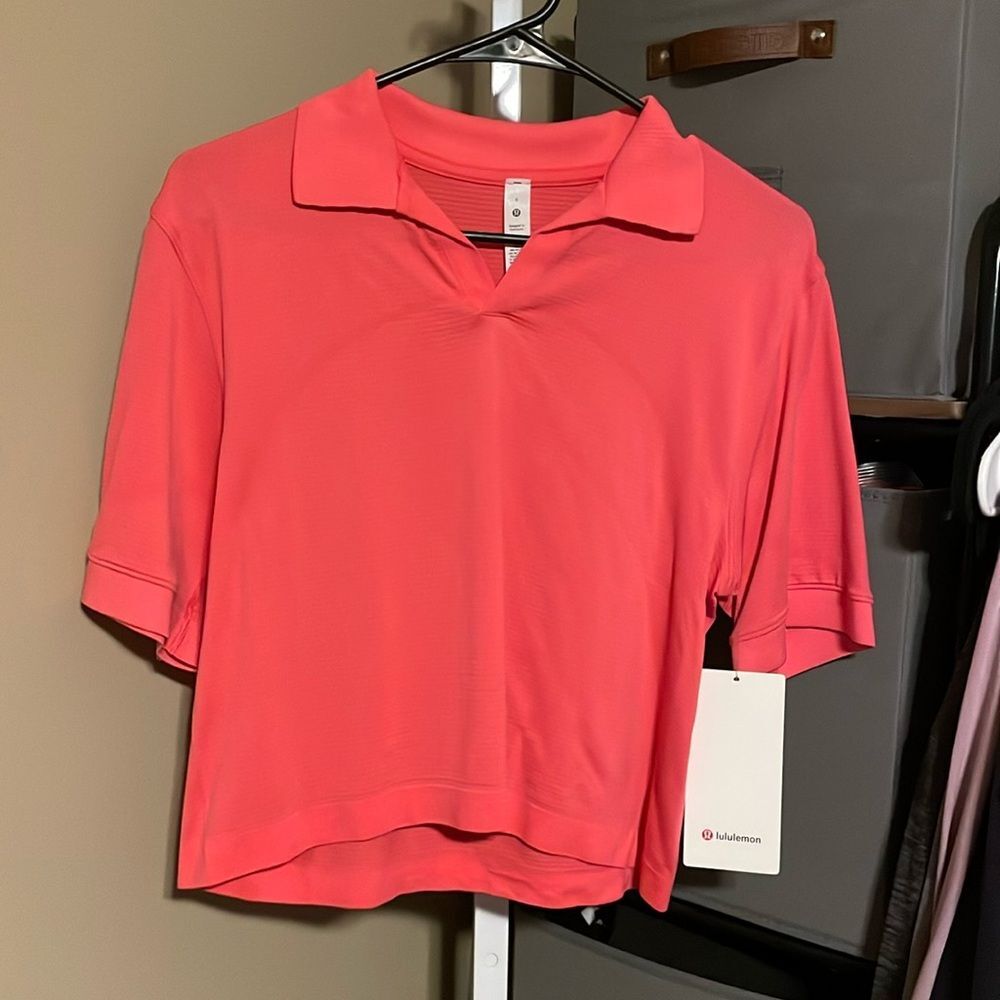 NWT Lululemon Swiftly Tech Relaxed Race Fit Cropped Polo Short Sleeve Lip Gloss